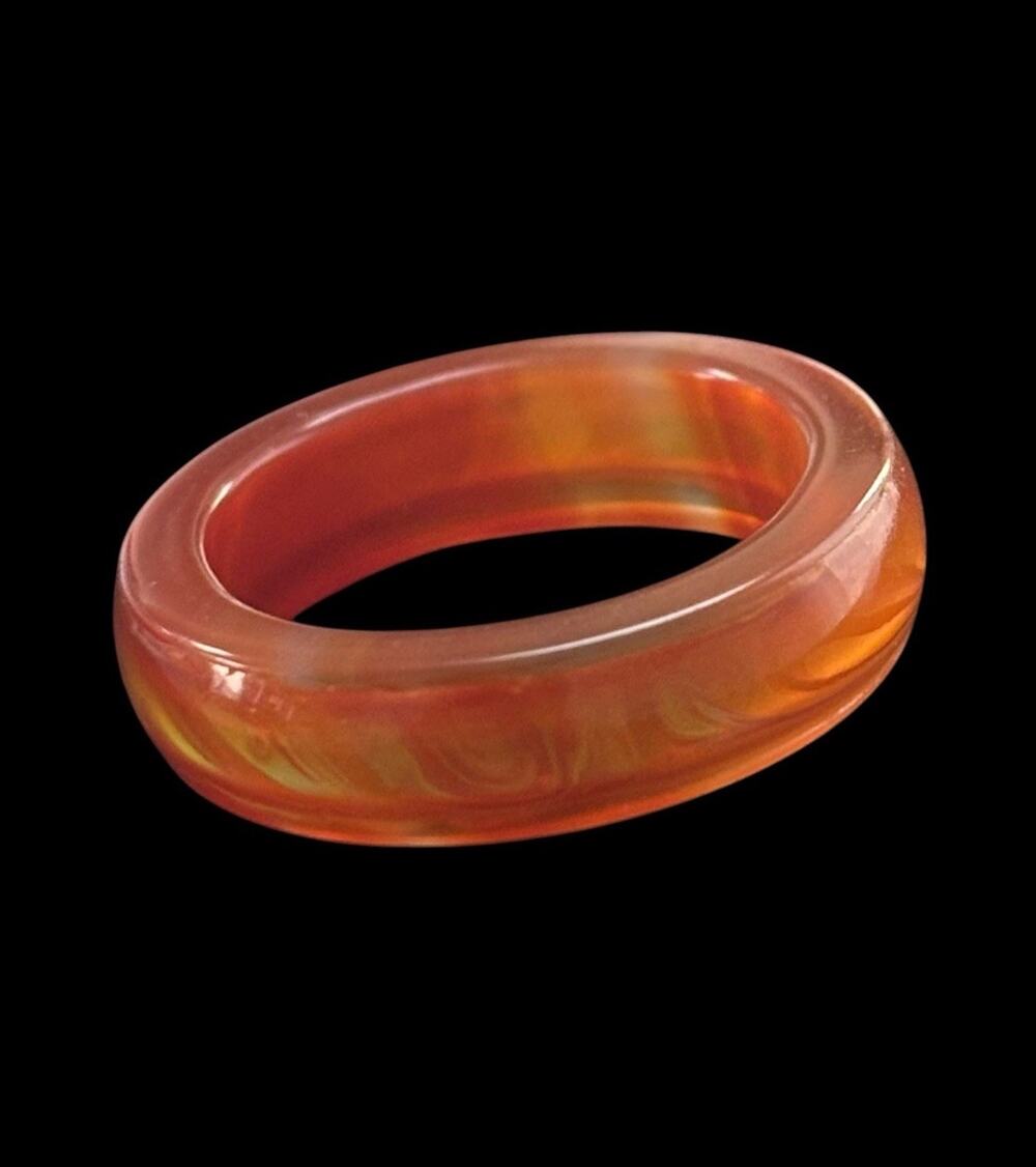 Vintage 1970s Honey Amber Cognac Orange Lucite Resin Band Ring Size 7.5